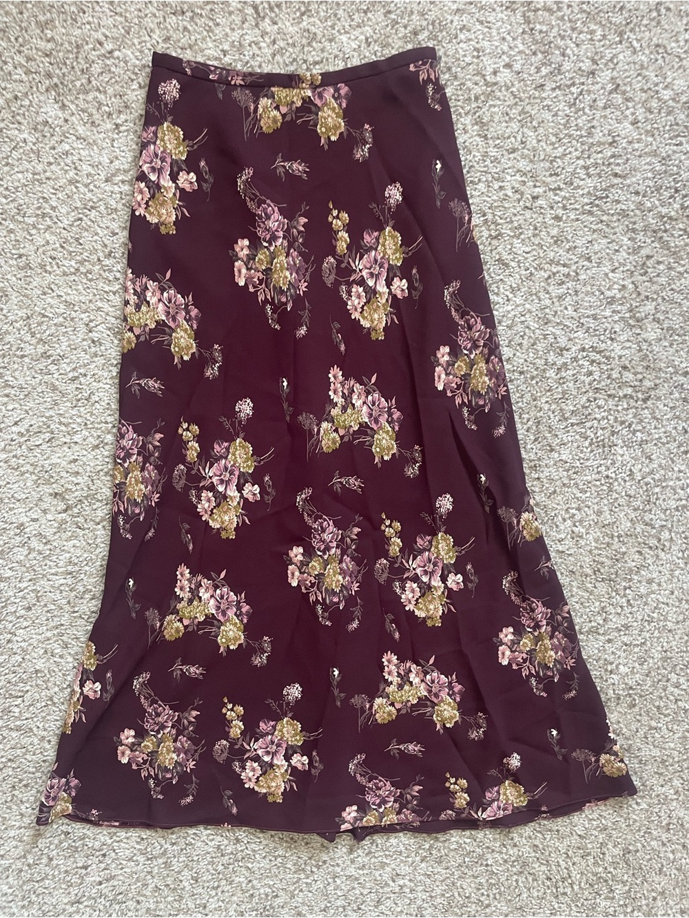 Burgundy Floral Maxi Skirt Size 4